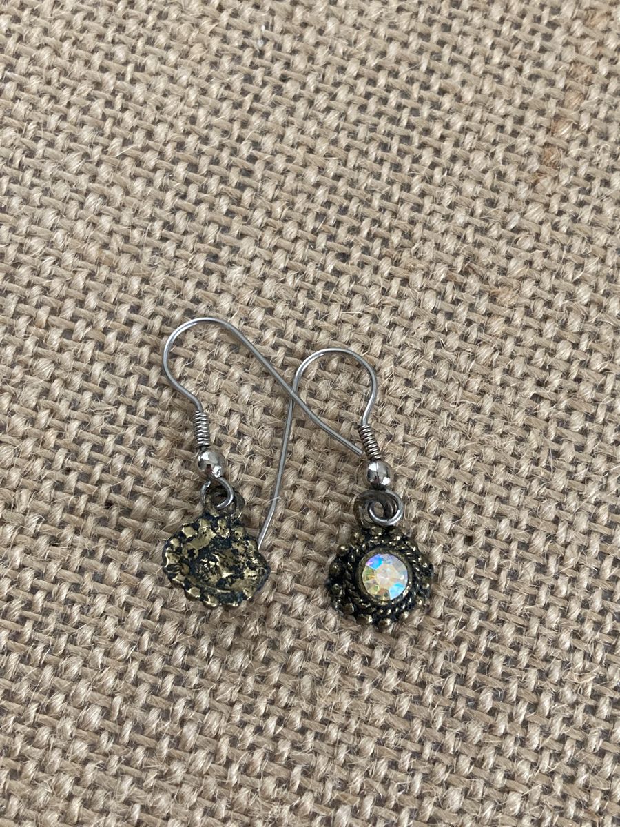 AB Crystal & Brass Liz Palacios Style Fish Hook Earrings