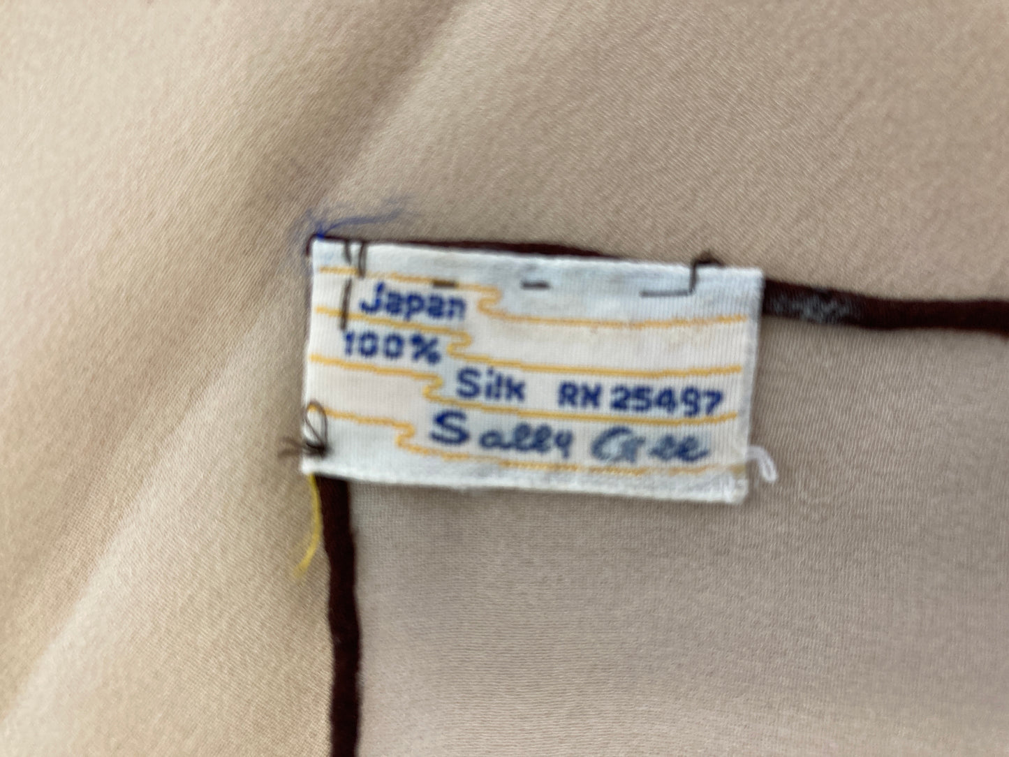 Giorgio Sant Angelo for Sally Gee Sheer Silk Scarf in Blue and Brown