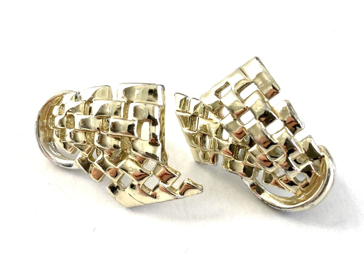 Coro Basket Weave Clip-On Earrings