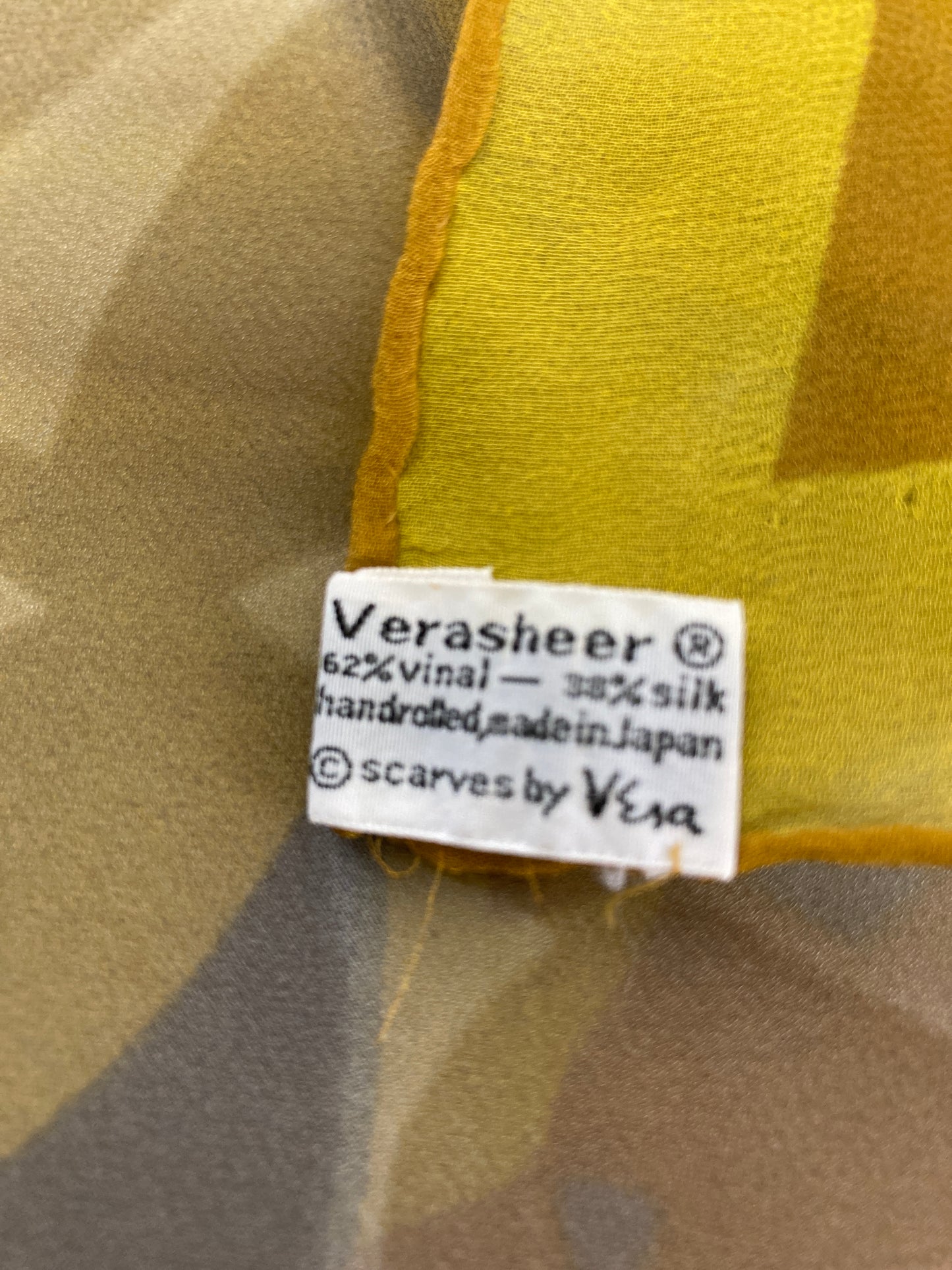 Vera Sheer Scarf with Yellow and Gray Sunflowers and Leaves