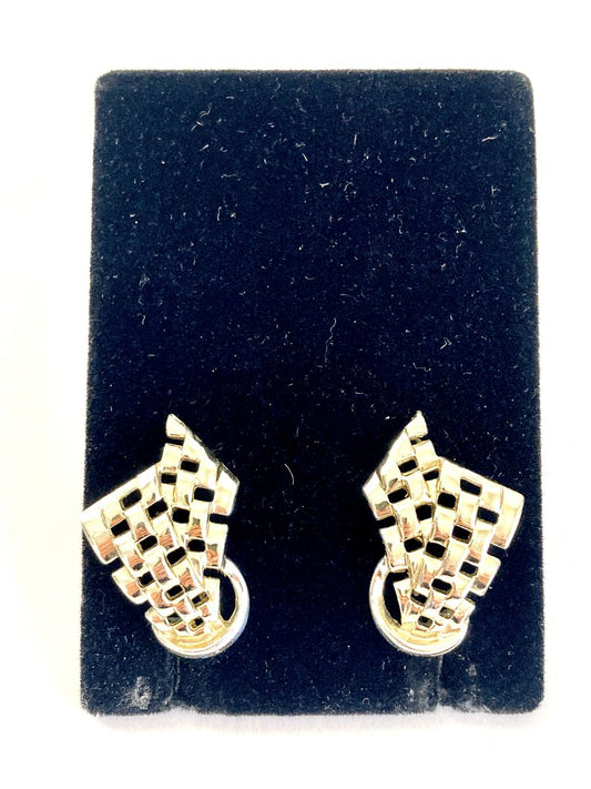 Coro Basket Weave Clip-On Earrings