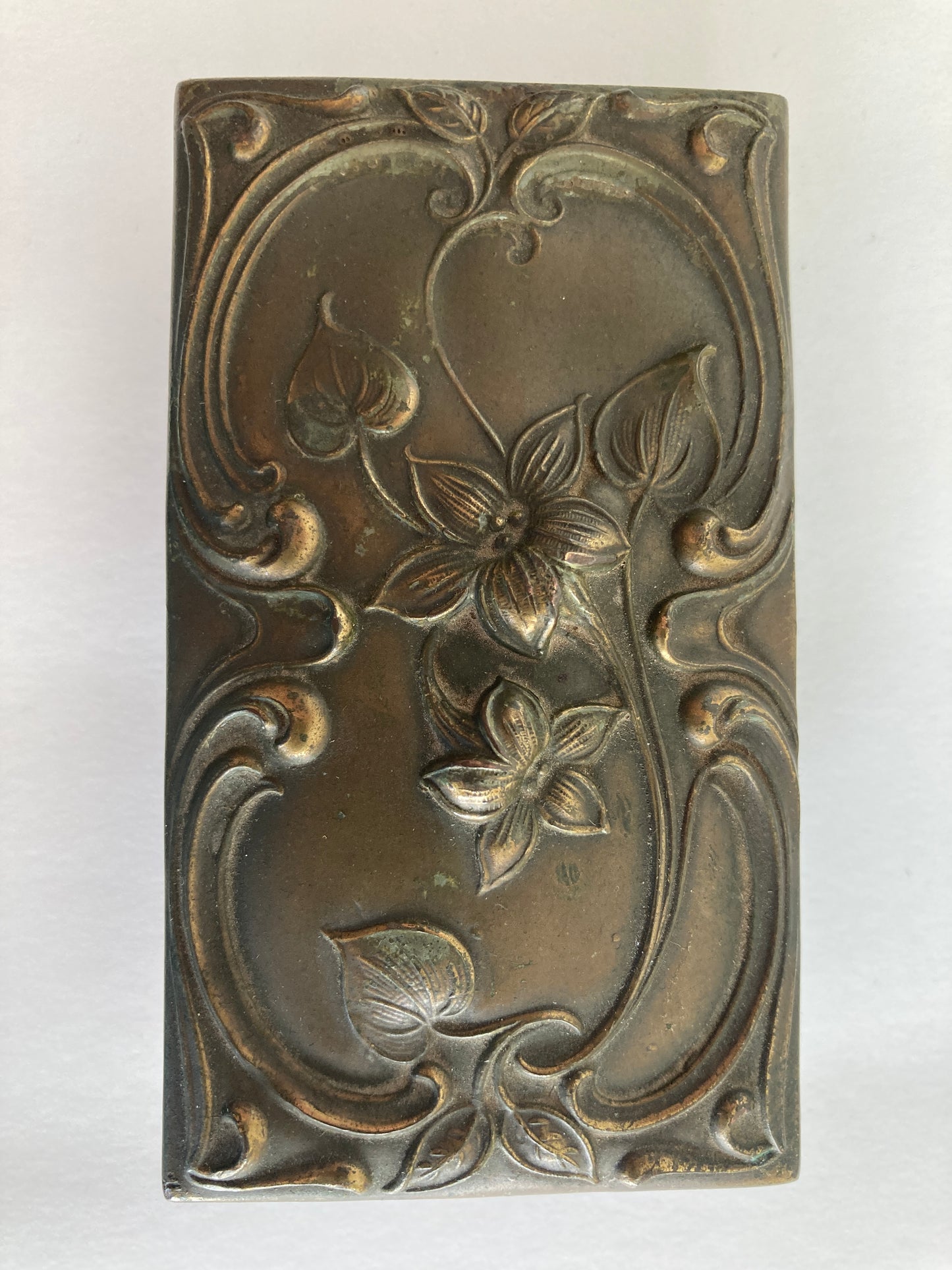 Antique Bronze Rocking Ink Blotter Art Nouveau Forget Me Not