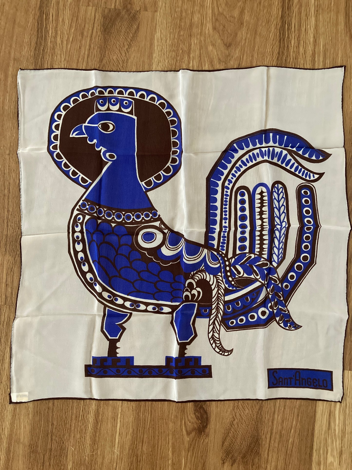 Giorgio Sant Angelo for Sally Gee Sheer Silk Scarf in Blue and Brown