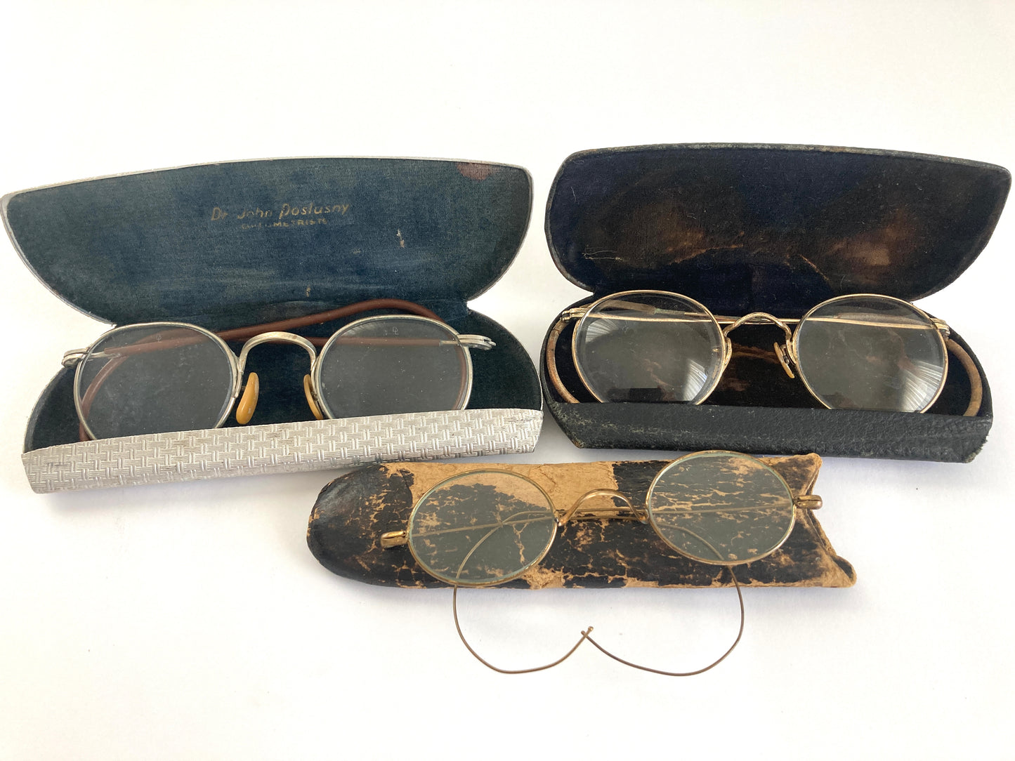 Three Pair of Antique Eye Glasses with Cases