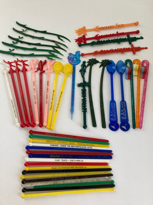 Vintage Swizzle Sticks Lot, Vegas, New York, Travel Etc.