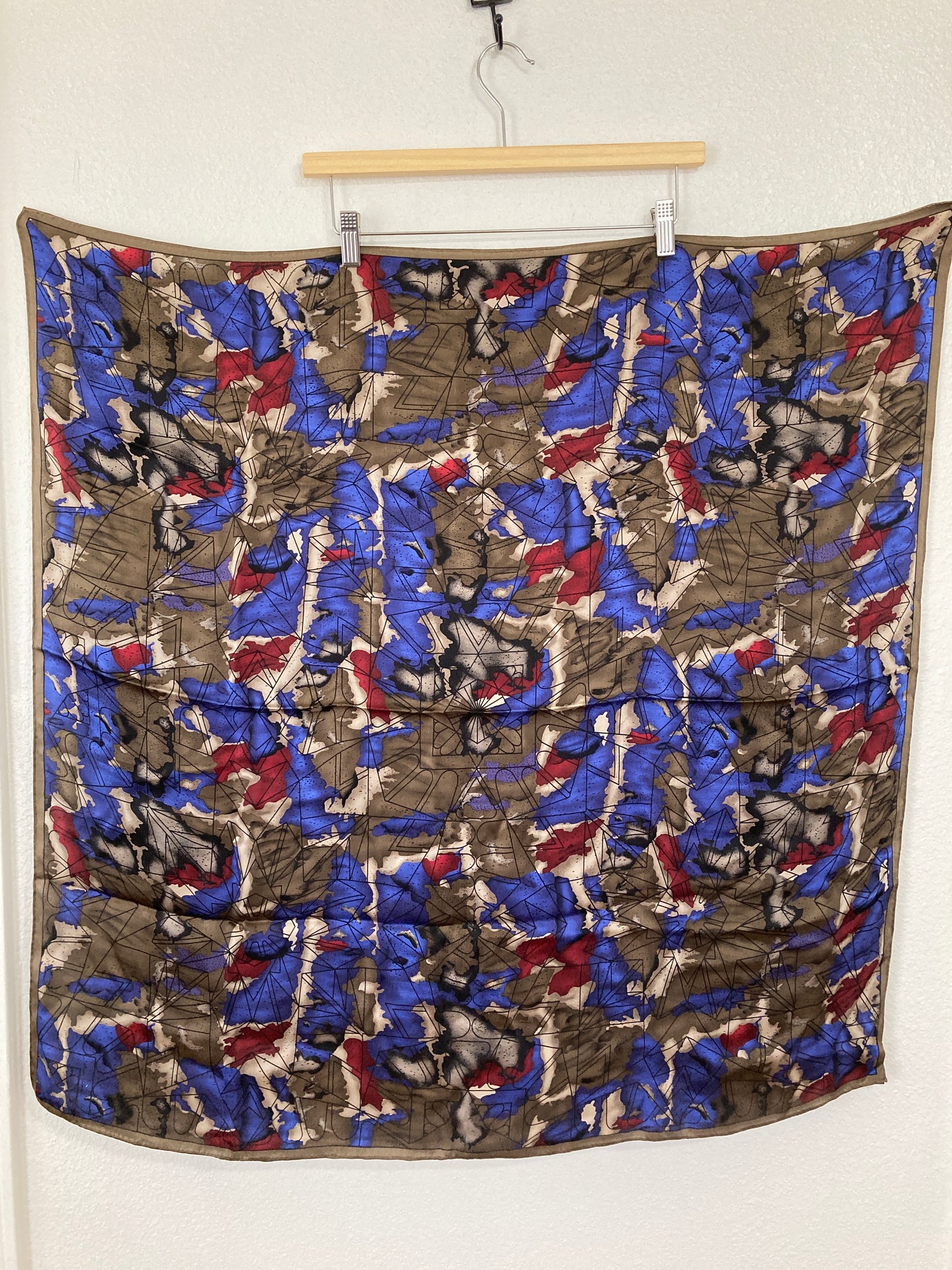 Vintage Ginnie Johansen Silk Scarf Brown Multi Color