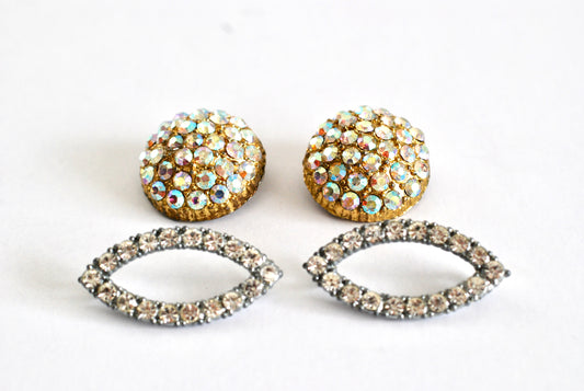 Two Pair of Large Vintage Rhinestone Buttons