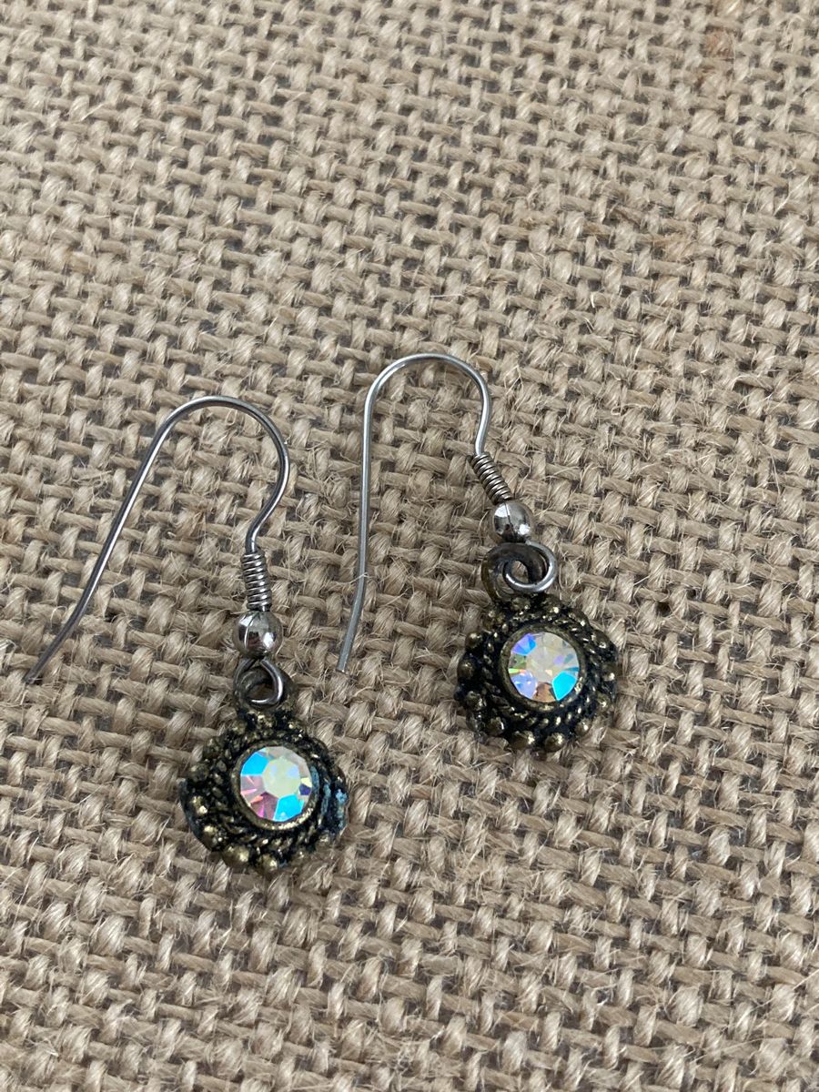 AB Crystal & Brass Liz Palacios Style Fish Hook Earrings