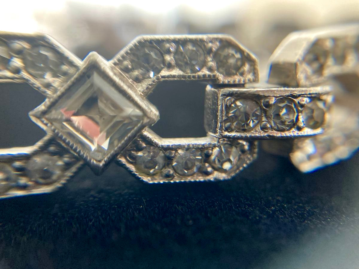 Art Deco Rhinestone and Rhodium Signed Engel Bros. Bracelet