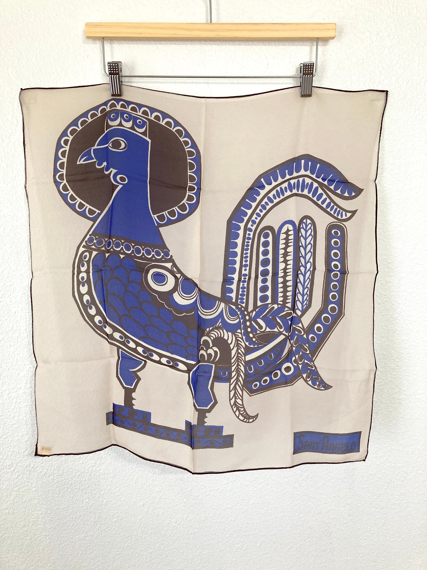 Giorgio Sant Angelo for Sally Gee Sheer Silk Scarf in Blue and Brown