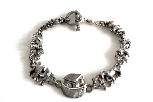 Pewter Noah's Ark Bracelet marked EJC 96