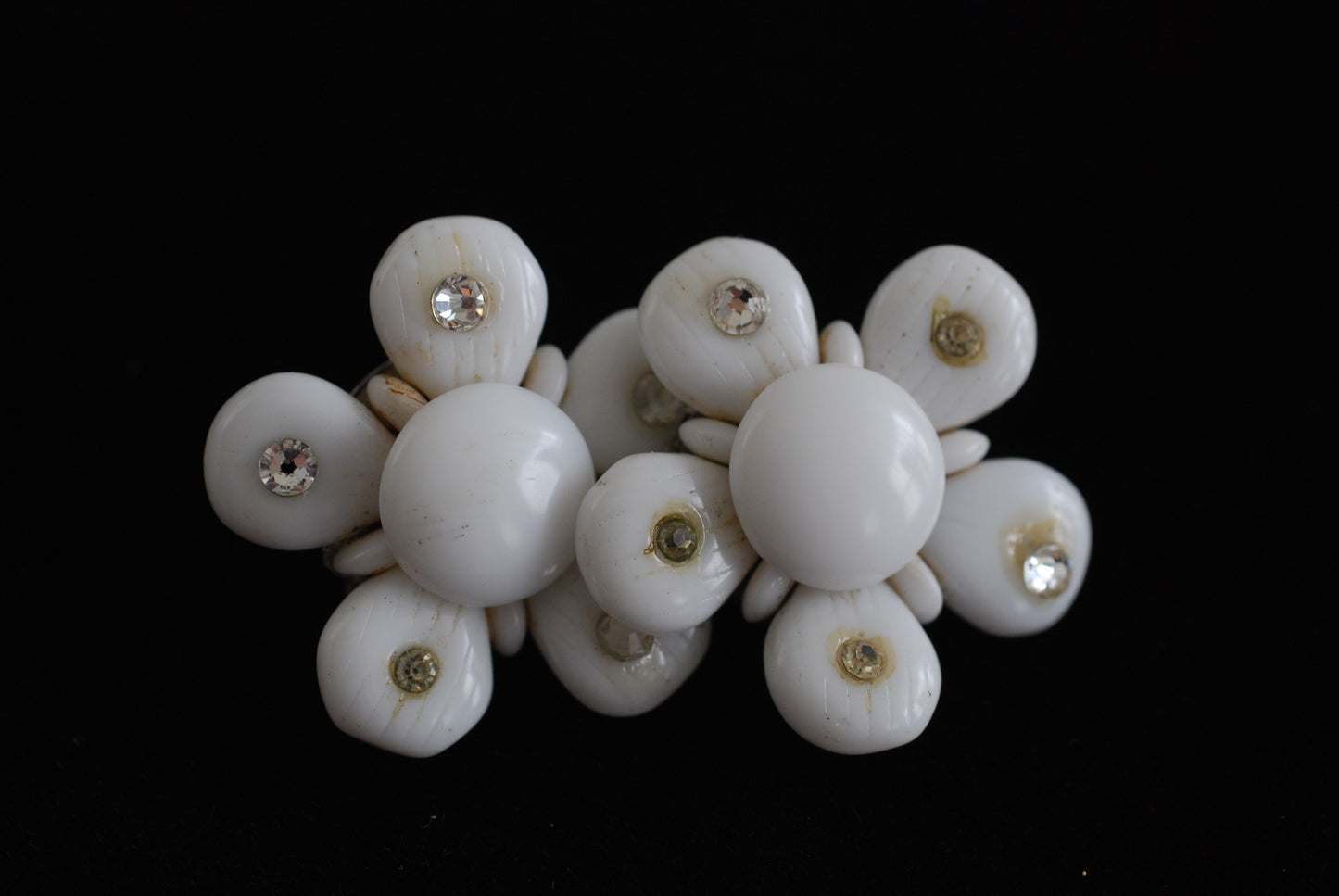 Milk Glass Flower Earrings Made in West Germany