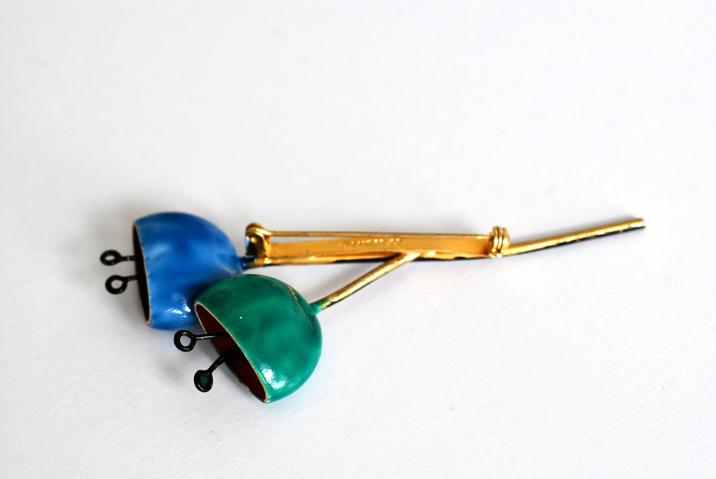 Vintage Flower Brooch in Blue and Green by Sandor Co.