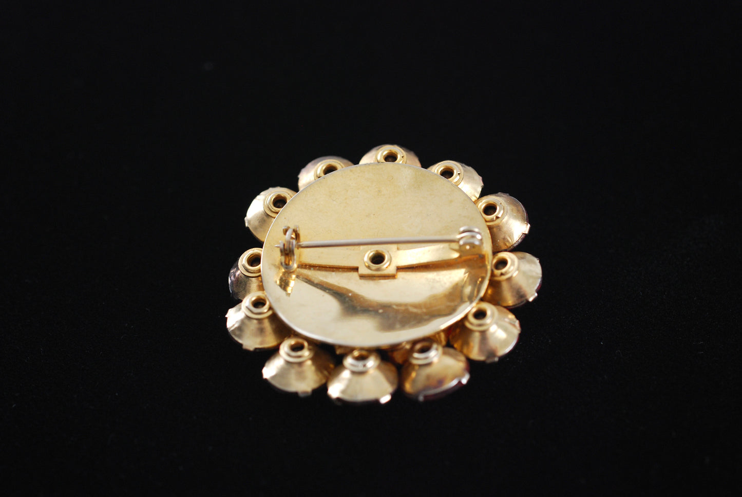 Deep Red Rhinestone Dome Brooch