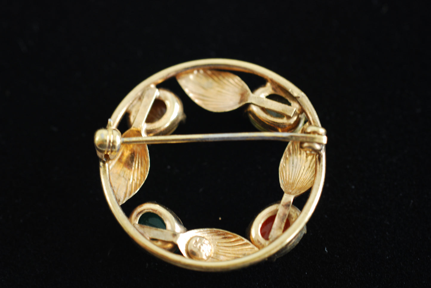 Gold Filled Circle Scarab Brooch
