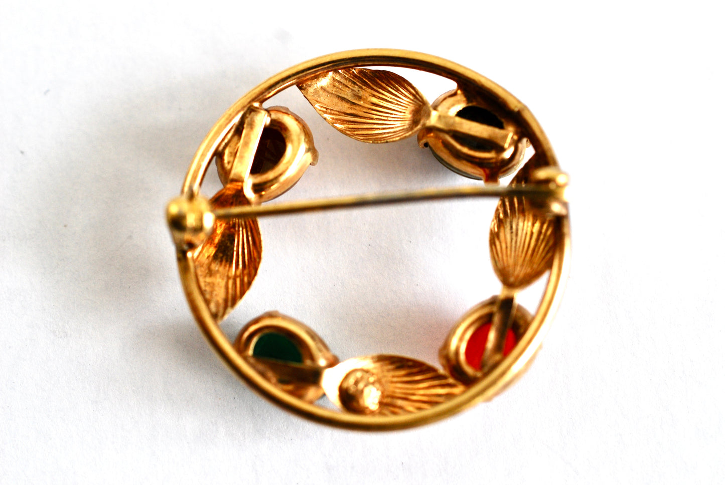 Gold Filled Circle Scarab Brooch