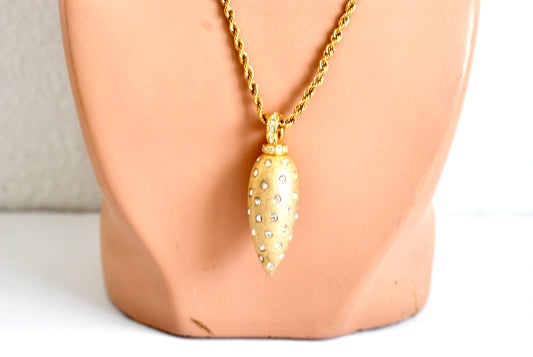 Vintage Swarovski Gold Tone Pendant on Long Chain