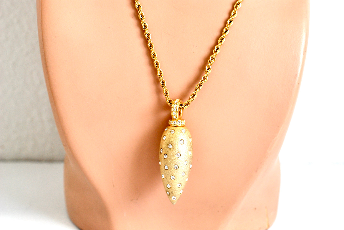 Vintage Swarovski Gold Tone Pendant on Long Chain