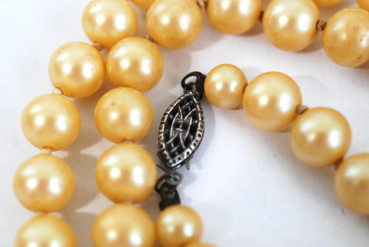 Single Strand Champagne Pearls w/Sterling Clasp