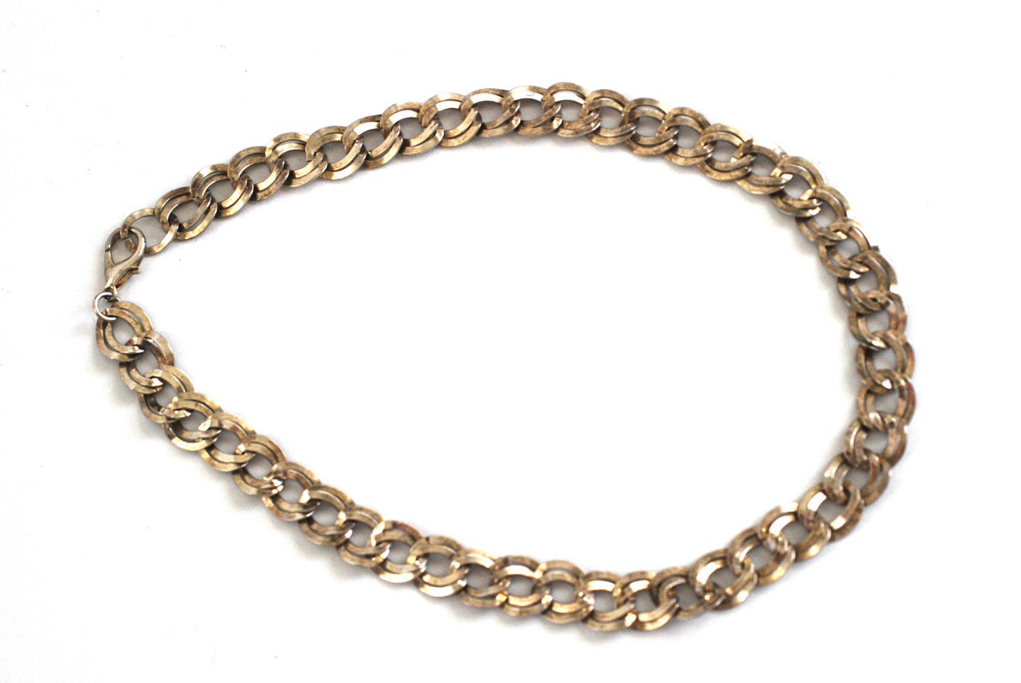 Large Double Link Silver Metal Chain Necklace 18"