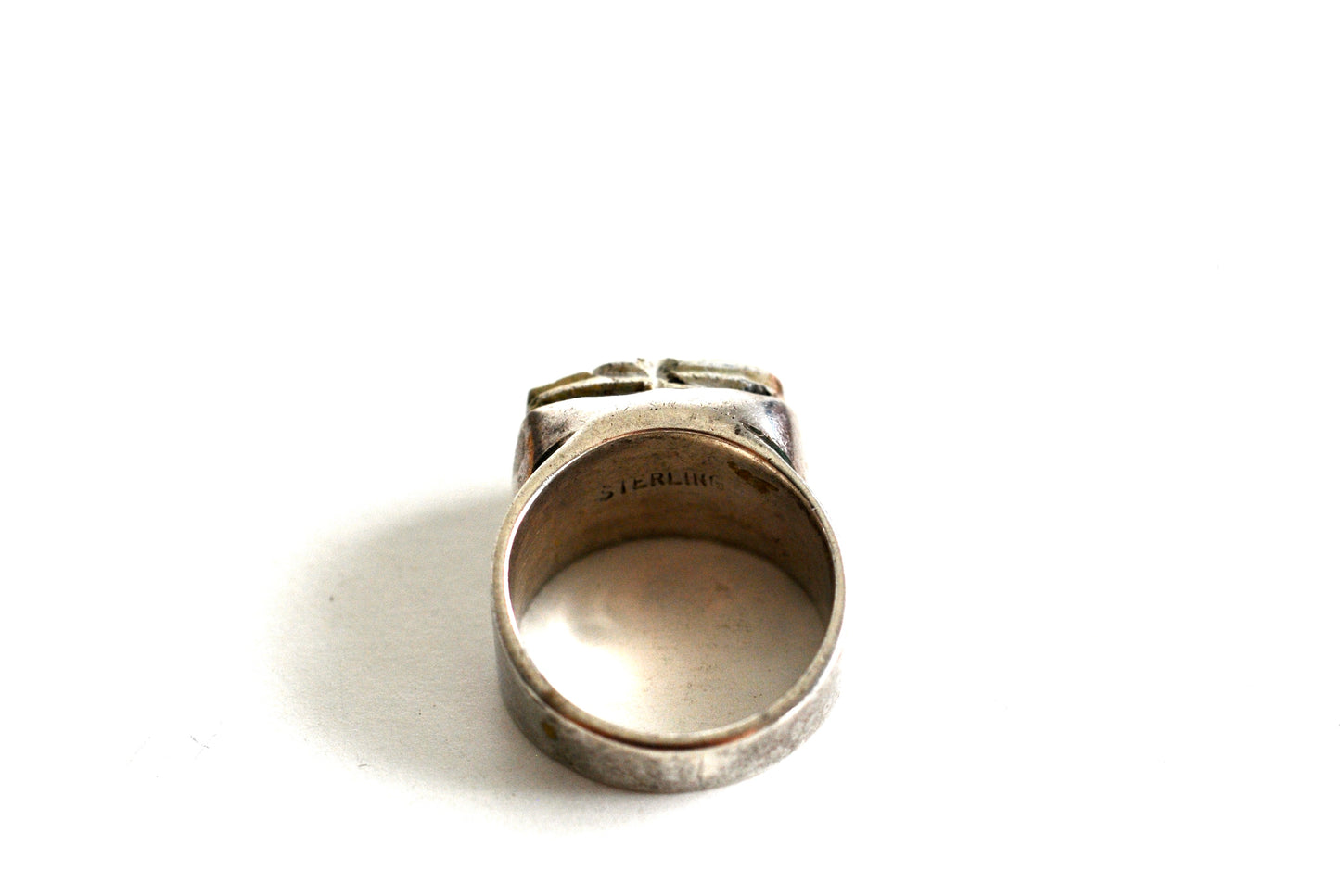 Egyptian Revival Scarab Bead Sterling Silver Ring size 7