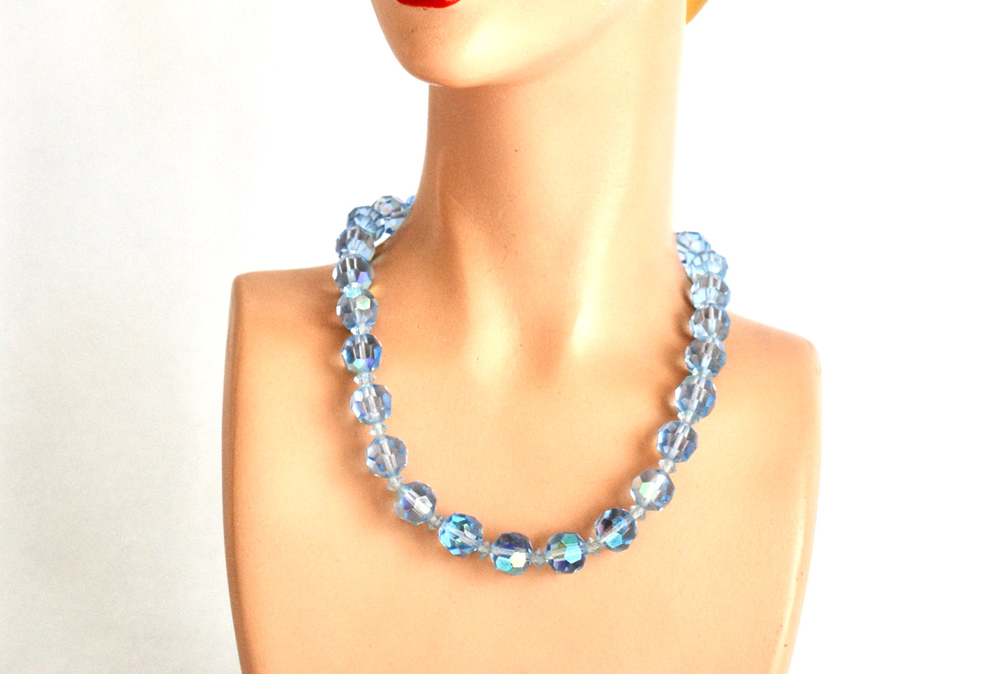Vintage AB Crystal Choker in Light Blue