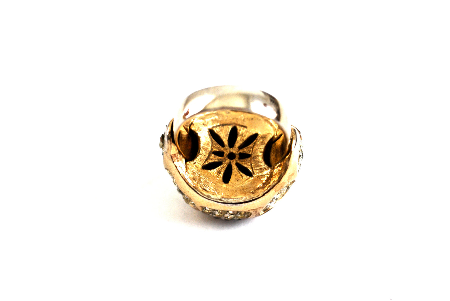 Rhinestone Encrusted Bubble or Dome Cocktail Ring Gold Tone