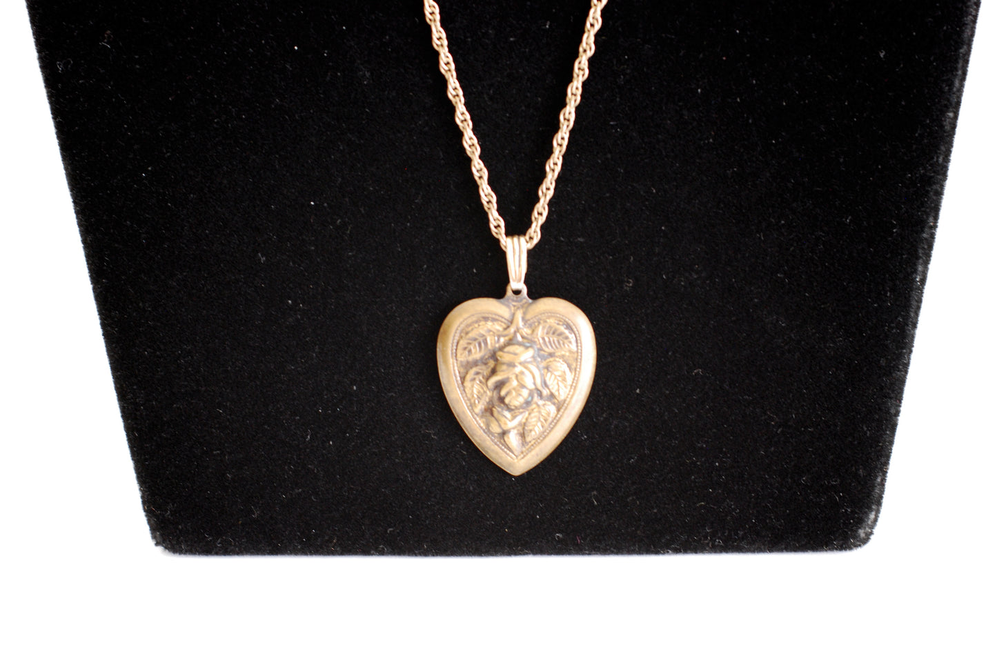 Brass Repousse Heart Pendant on Gold Filled Chain