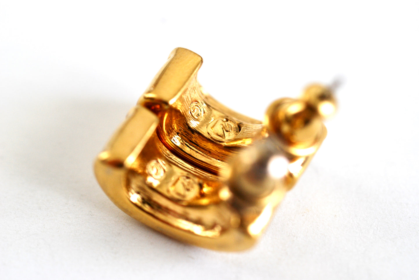 Vintage Swarovski Half Hoop Earrings Square Crystals