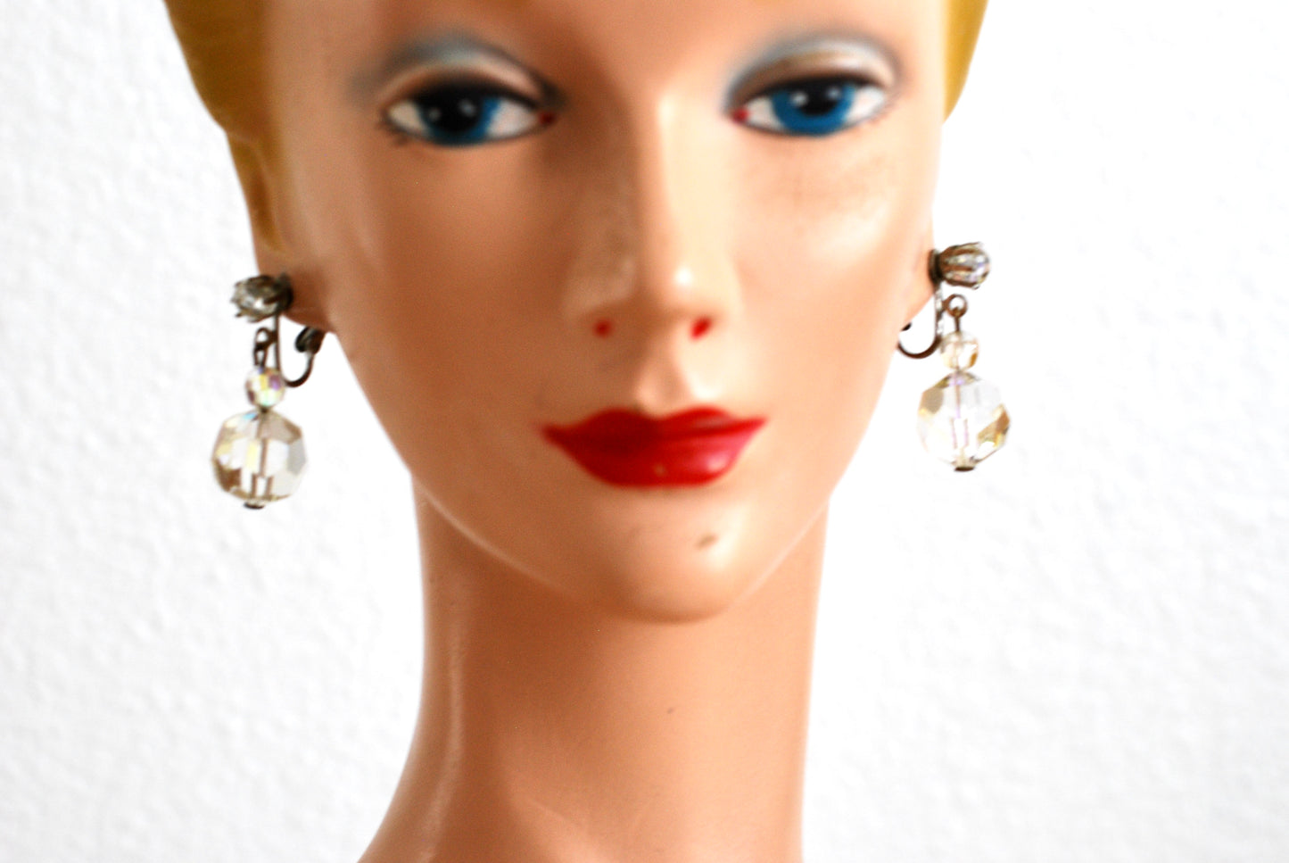 Faceted Aurora Borealis Crystal Drop Earrings