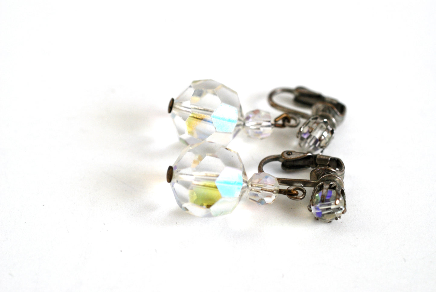 Faceted Aurora Borealis Crystal Drop Earrings