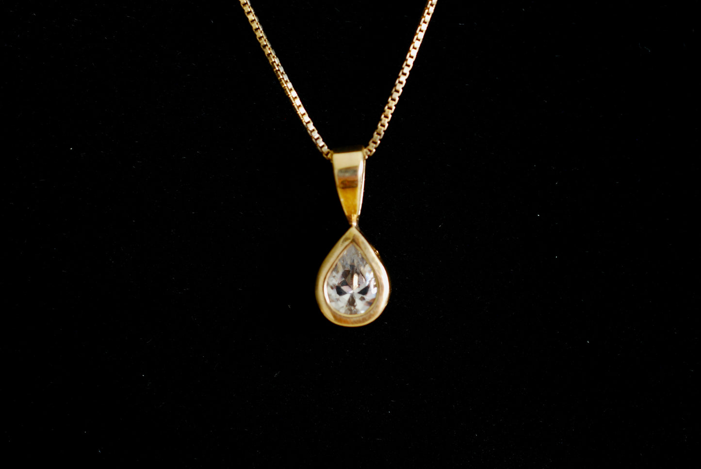 Pear Shaped Gold Plated CZ Pendant Necklace