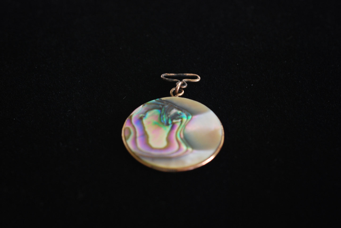 Antique Abalone Shell Disc Pendant
