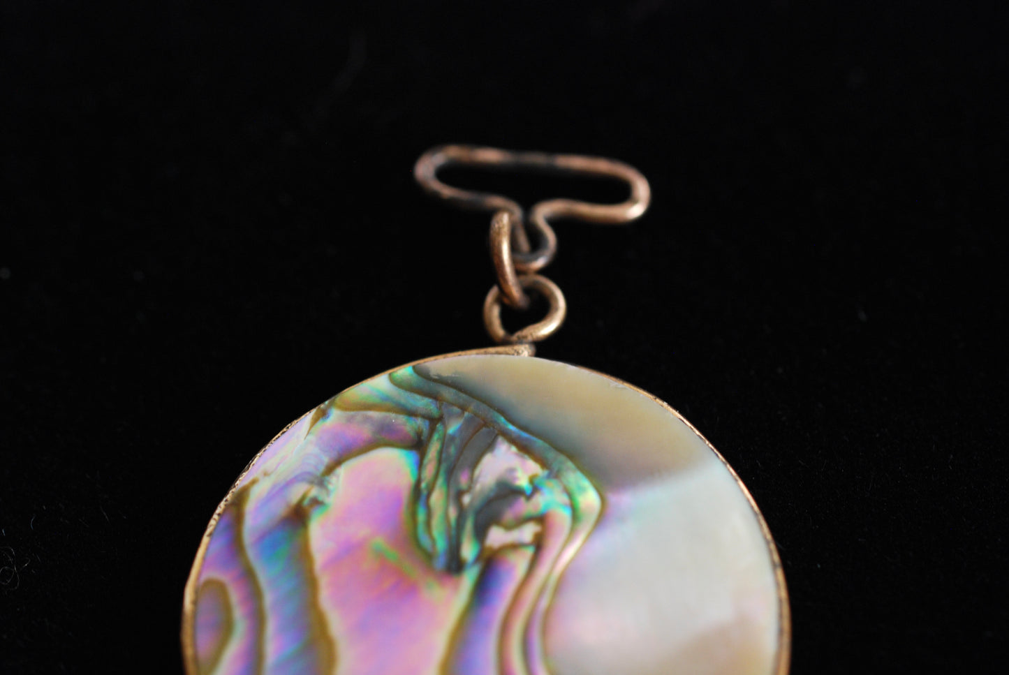 Antique Abalone Shell Disc Pendant