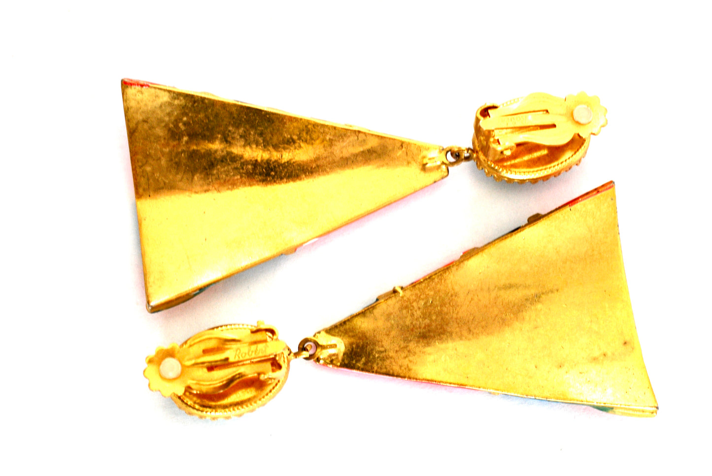 Hot Pink and Sky Blue Vintage Earrings Drop Dangle