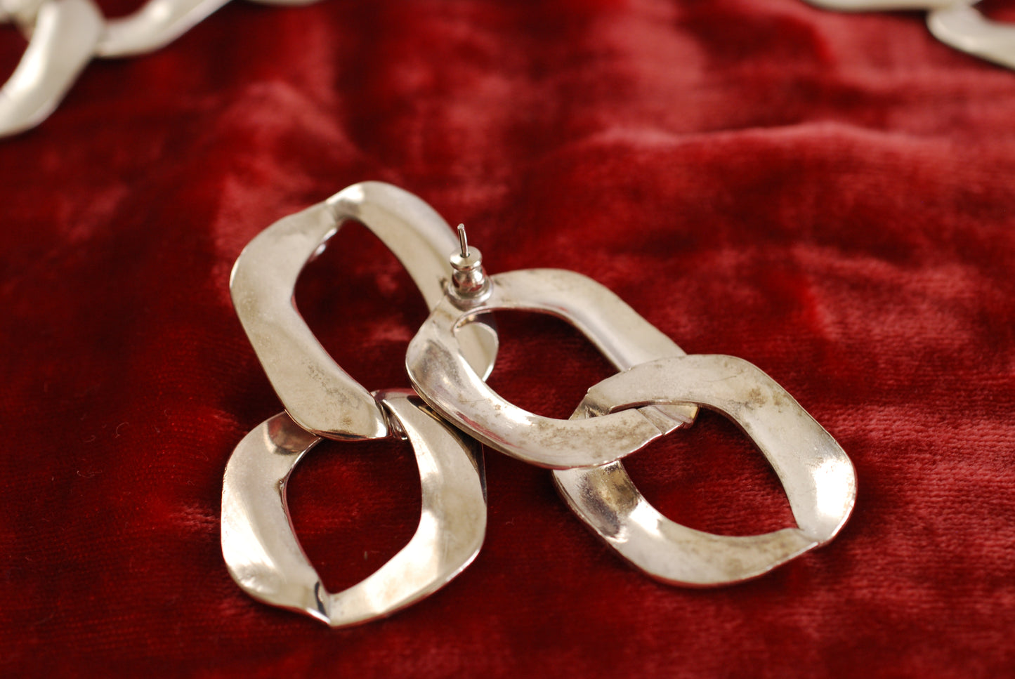 Chunky Chain Necklace & Earrings Silver Metal