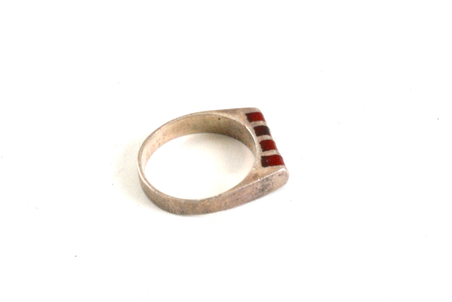Tiny Sterling and Carnelian Pinky Ring size 4 1/2