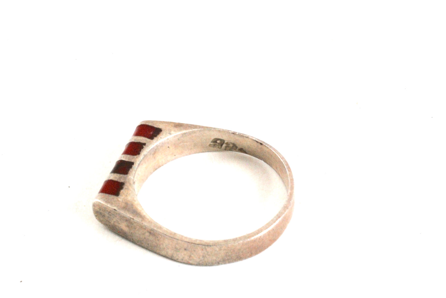 Tiny Sterling and Carnelian Pinky Ring size 4 1/2