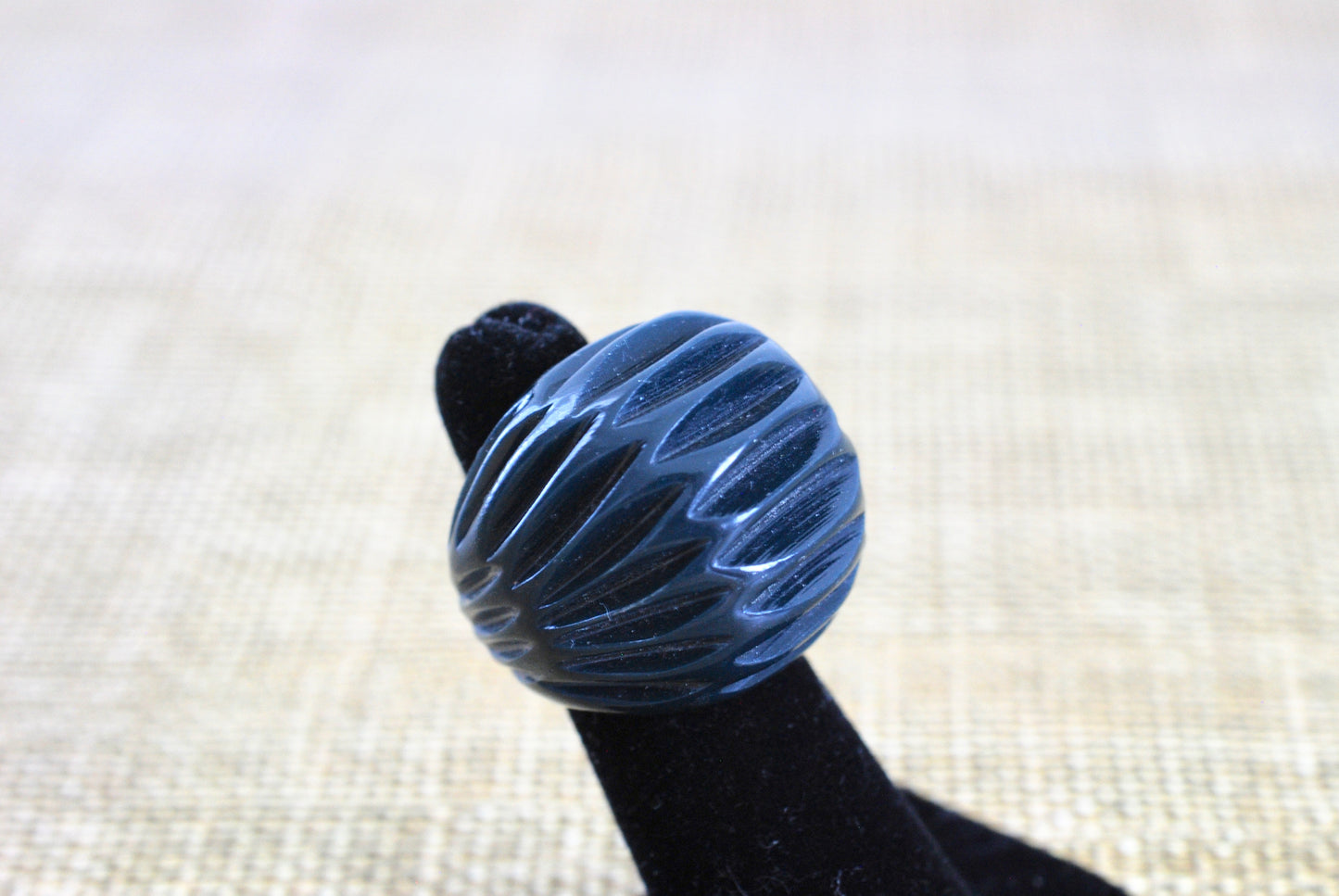 Huge Chunky Deep Green Carved Plastic Ring size 5