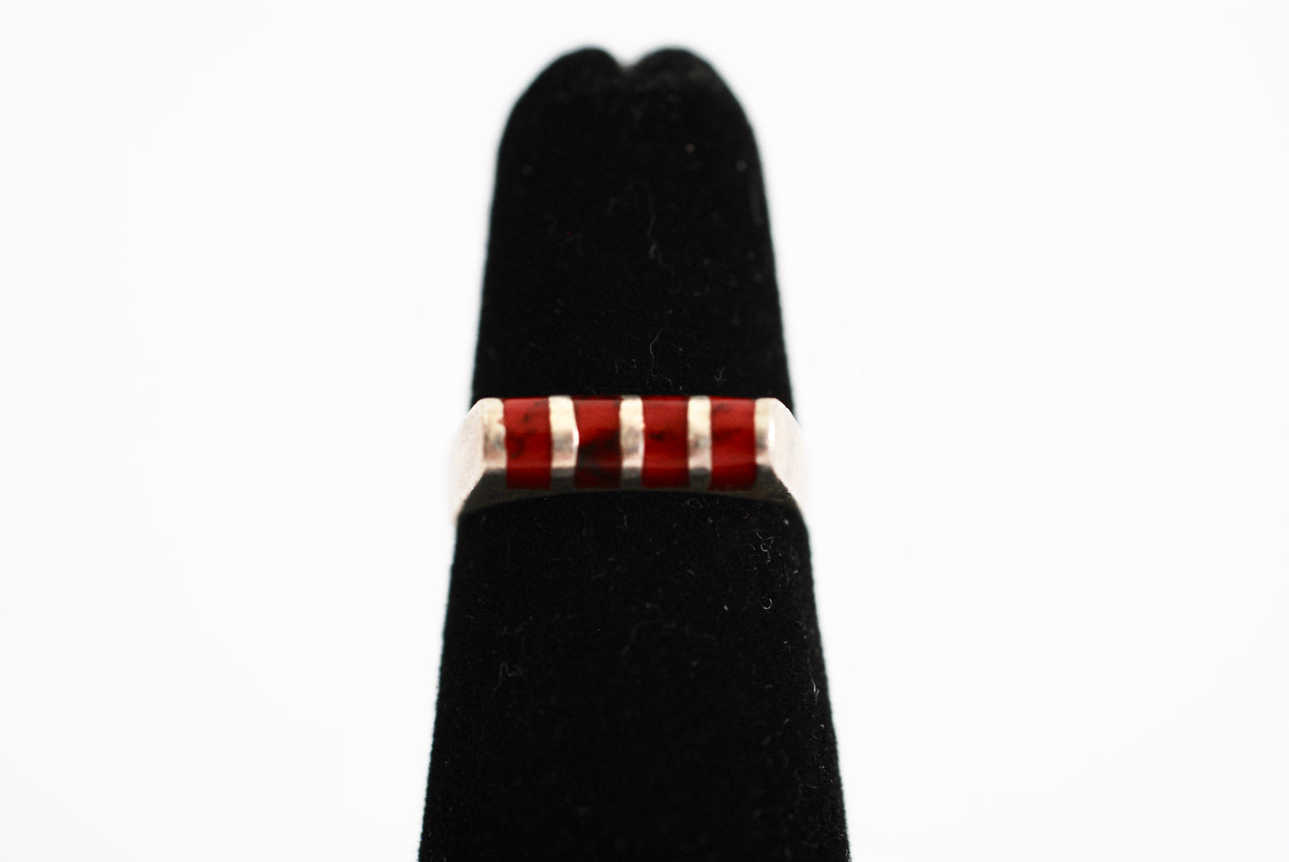 Tiny Sterling and Carnelian Pinky Ring size 4 1/2