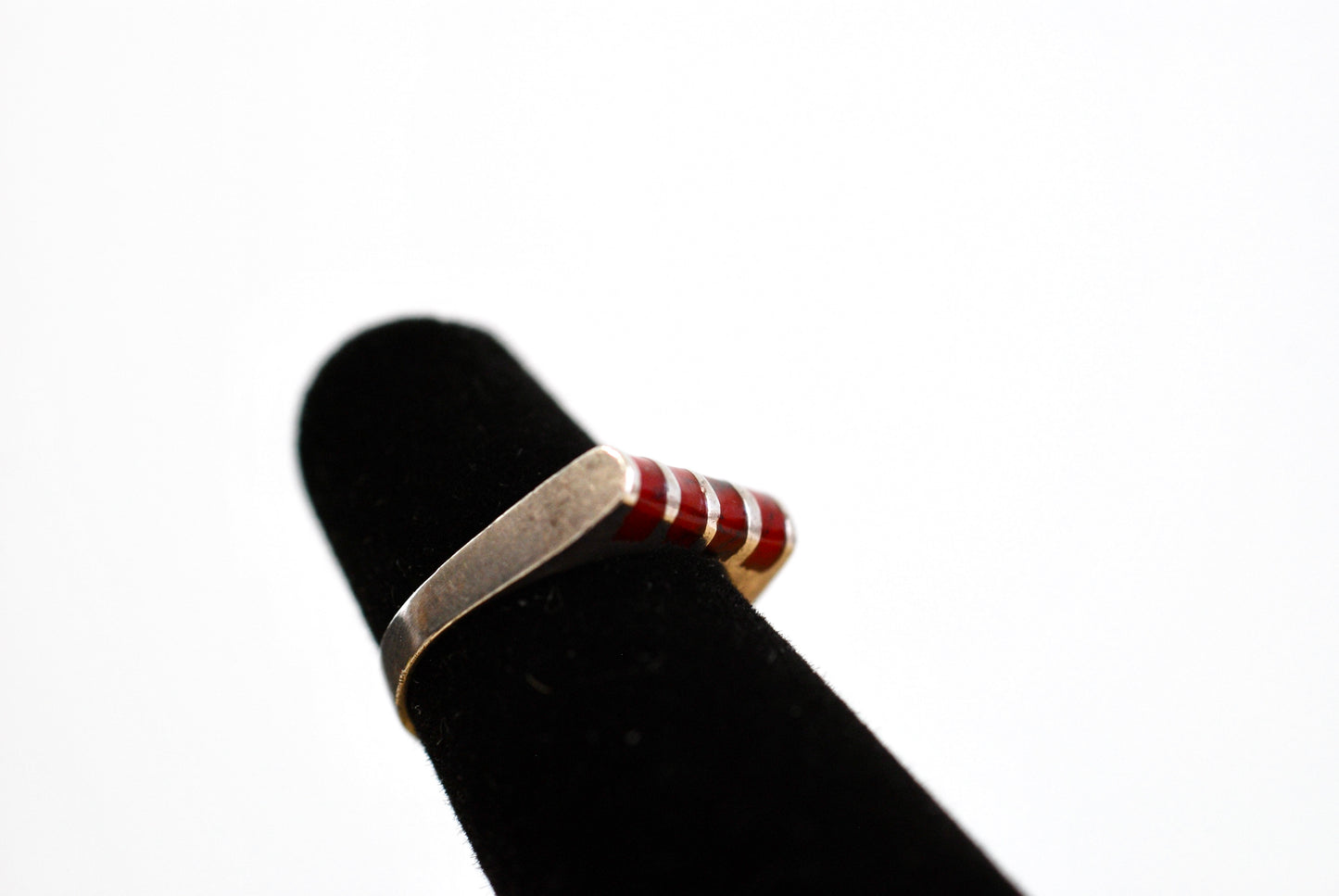 Tiny Sterling and Carnelian Pinky Ring size 4 1/2