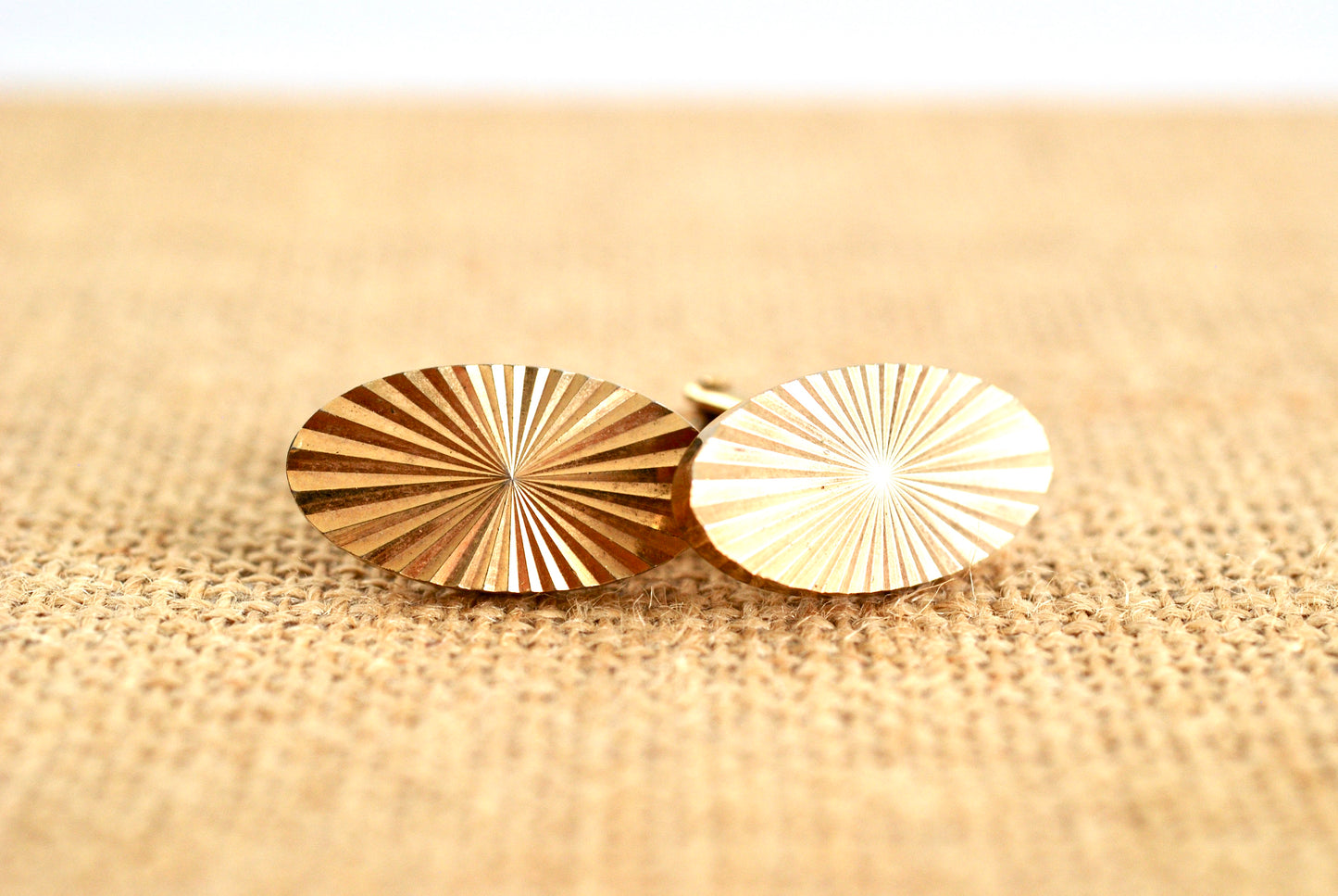 Vintage Cufflinks Gold Starburst Cut Ovals