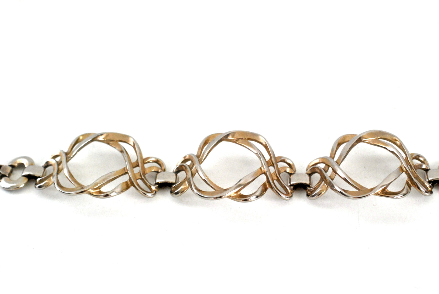 Silver Tone Large Open Love Knot Link Bracelet