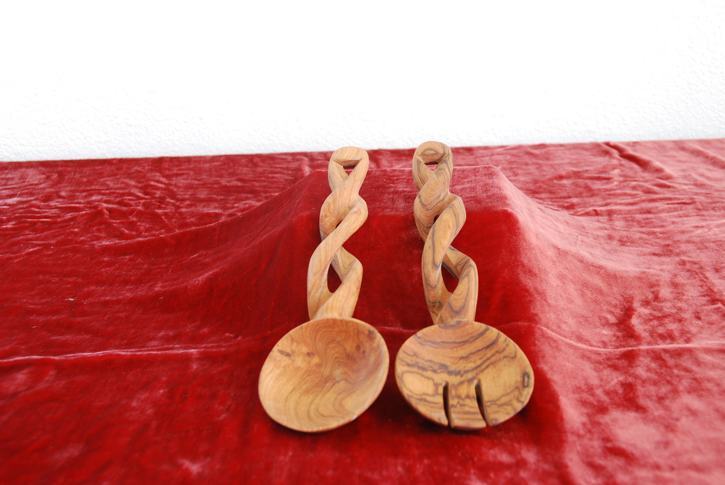 Twisted Olive Wood Salad Set