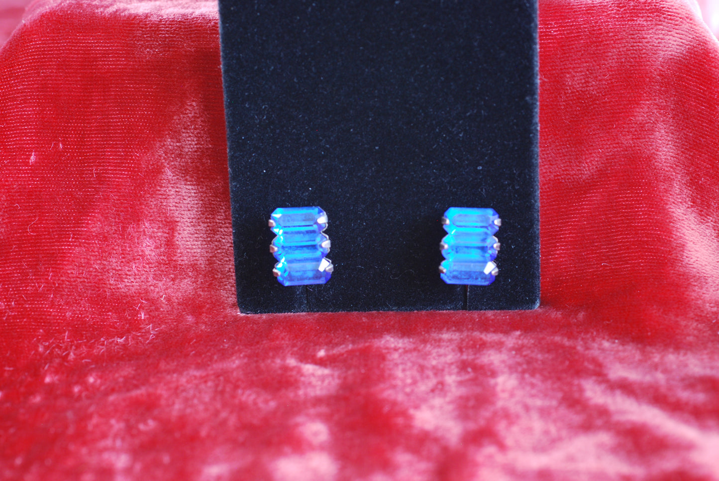 Antique Sterling Sapphire Glass Earrings
