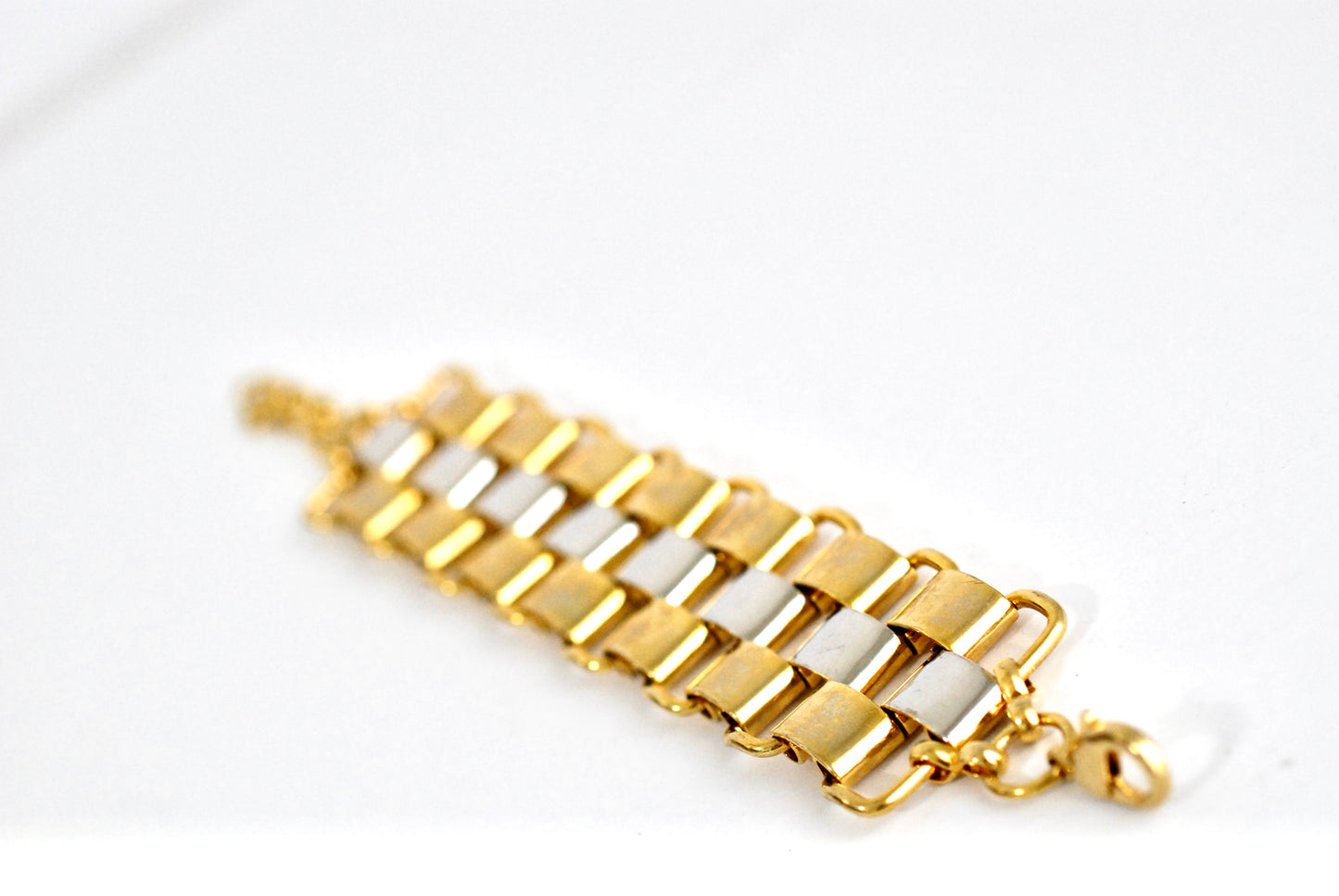 Large Two Tone Panther Link Bracelet