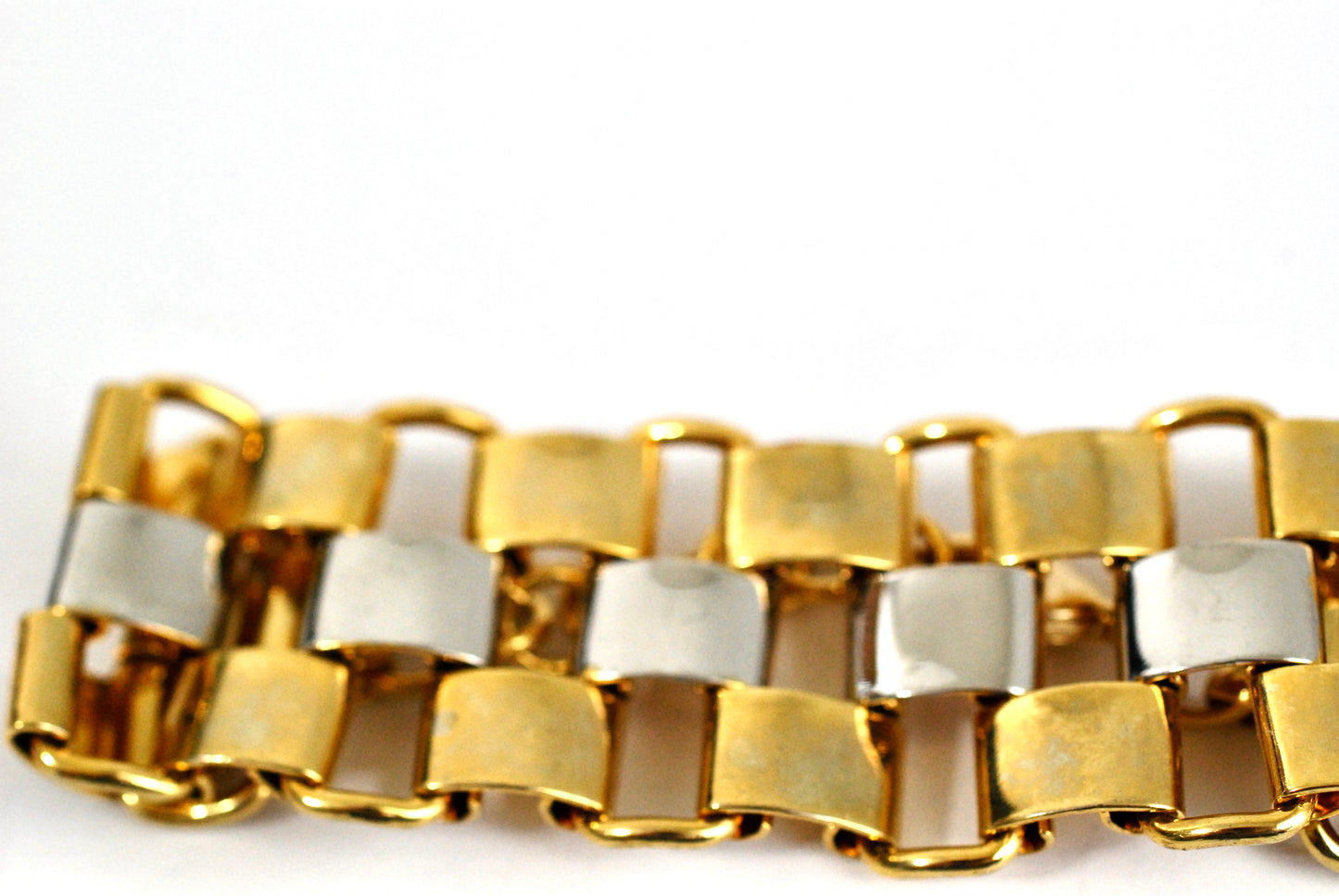 Large Two Tone Panther Link Bracelet