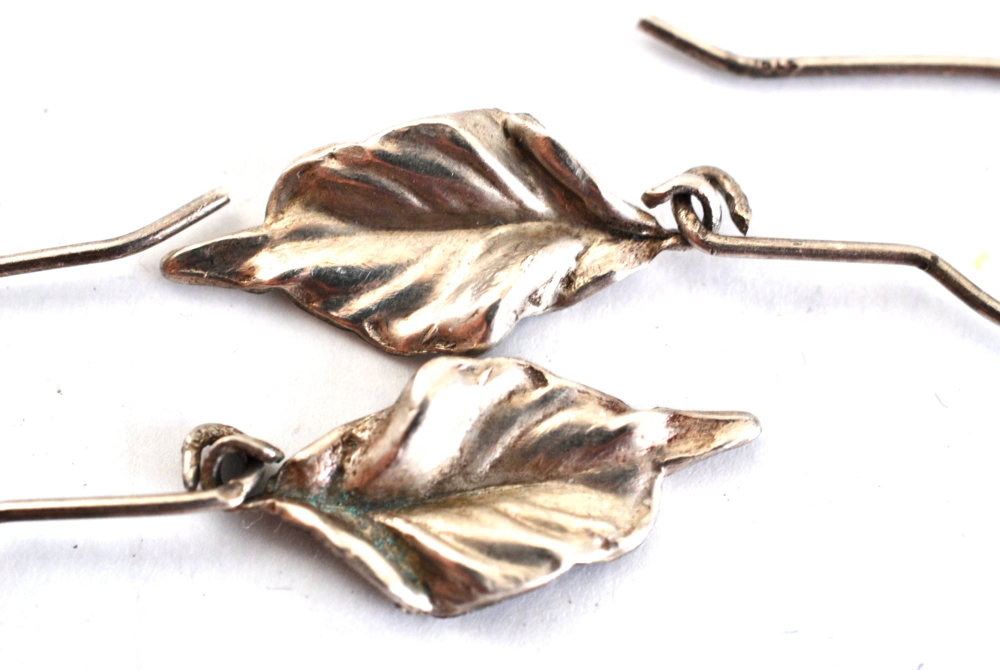Sterling Silver Sculptured Leaf Earrings