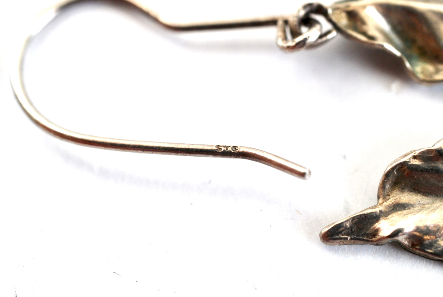 Sterling Silver Sculptured Leaf Earrings