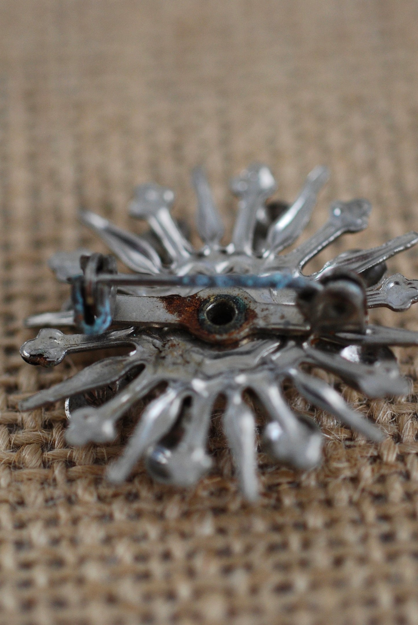 1950s Atomic Starburst Brooch Silver Tone